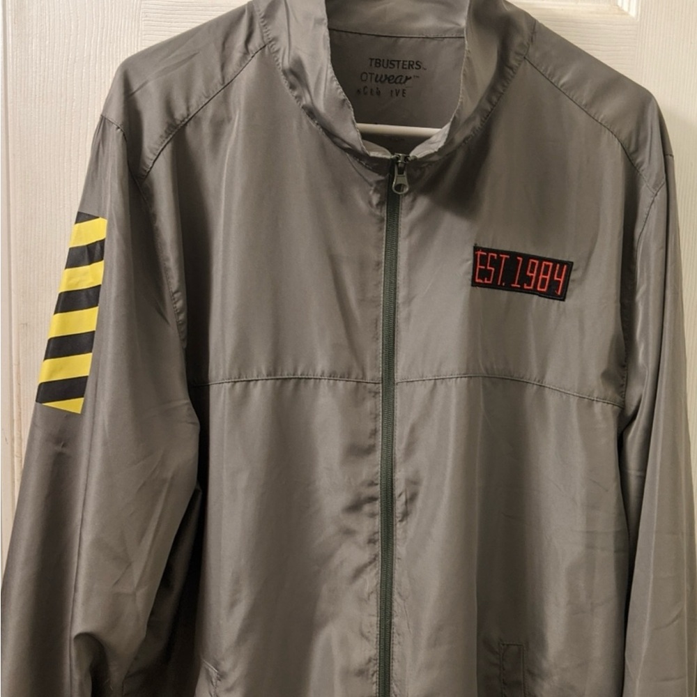 Loot Crate Gray Windbreaker with Yellow Stripes